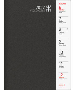 Veckonotes Svart Plast  | 2027